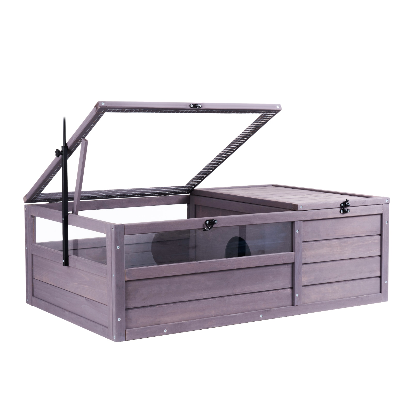 Tortoise Habitat Wooden Tortoise House Indoor & Outdoor 2-Room 38x24x13in_maomaolike.com